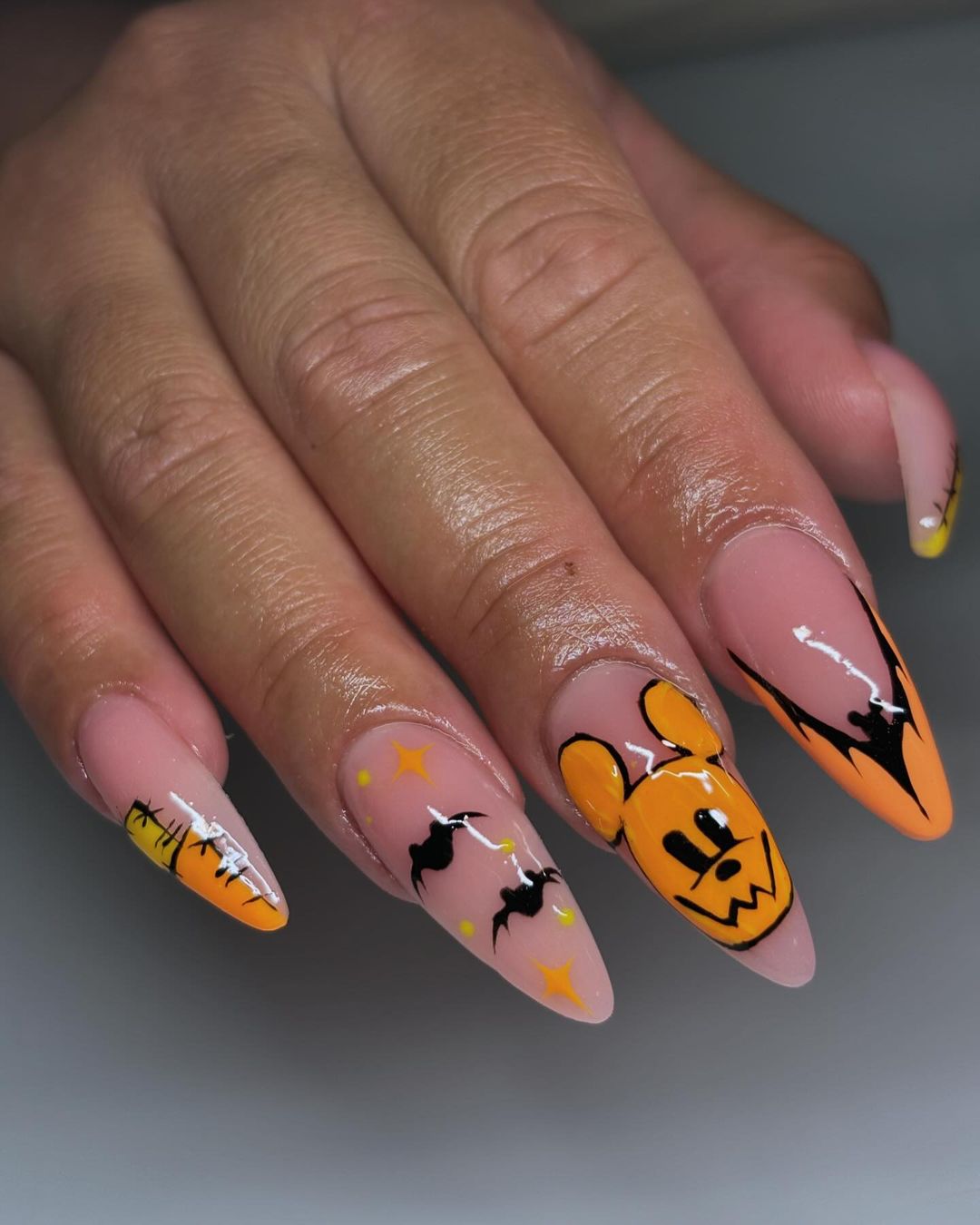 mickey mouse pink halloween nails