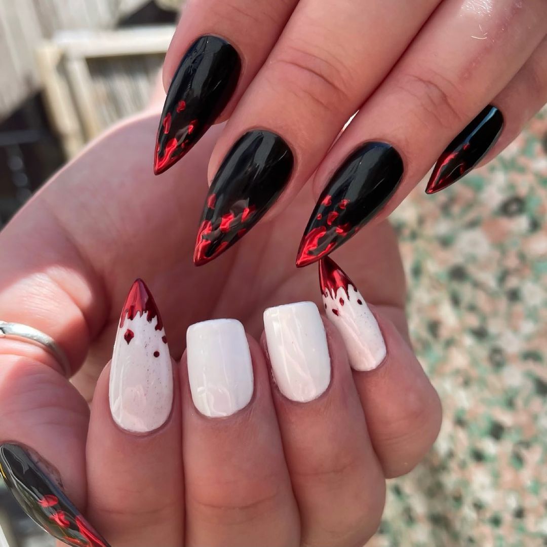 mix 'n match blood nails