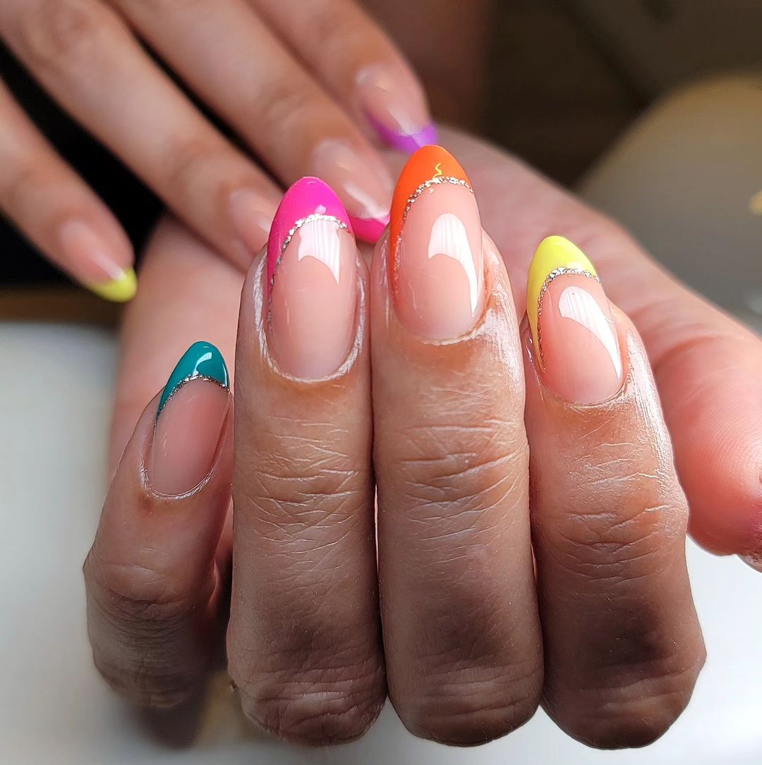 multicolored french tips