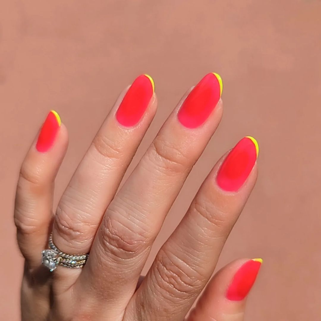 neon micro french manicure design