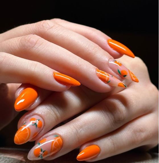 Orange Honey Fall Nails