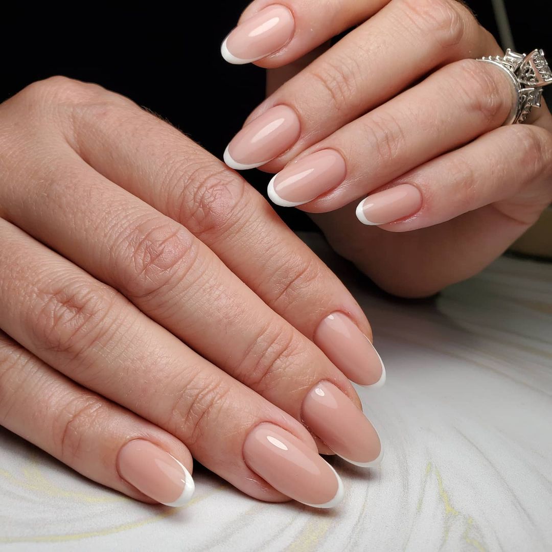 Oval Micro French Manicure Design