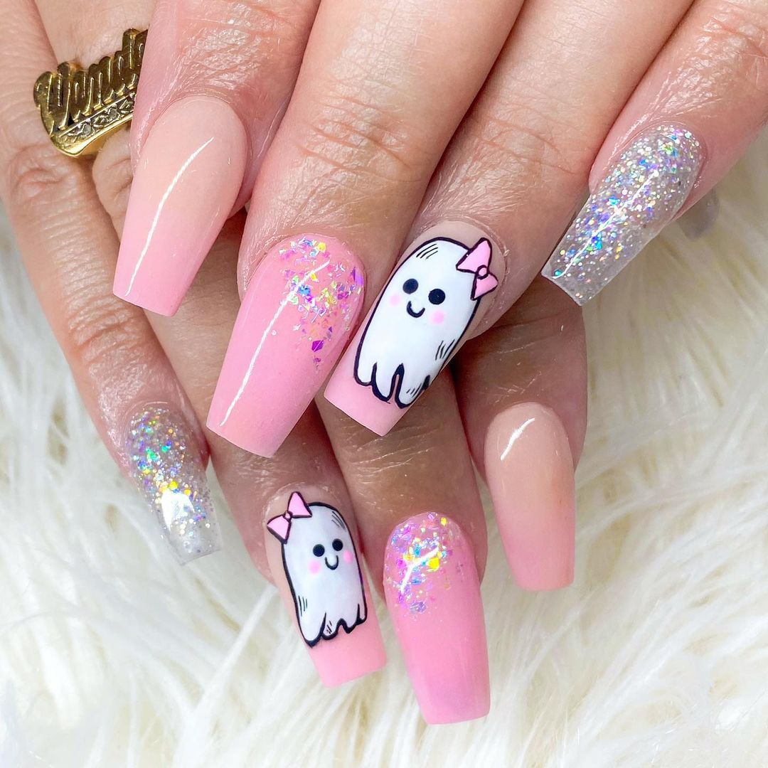 phantom femme pink halloween nails