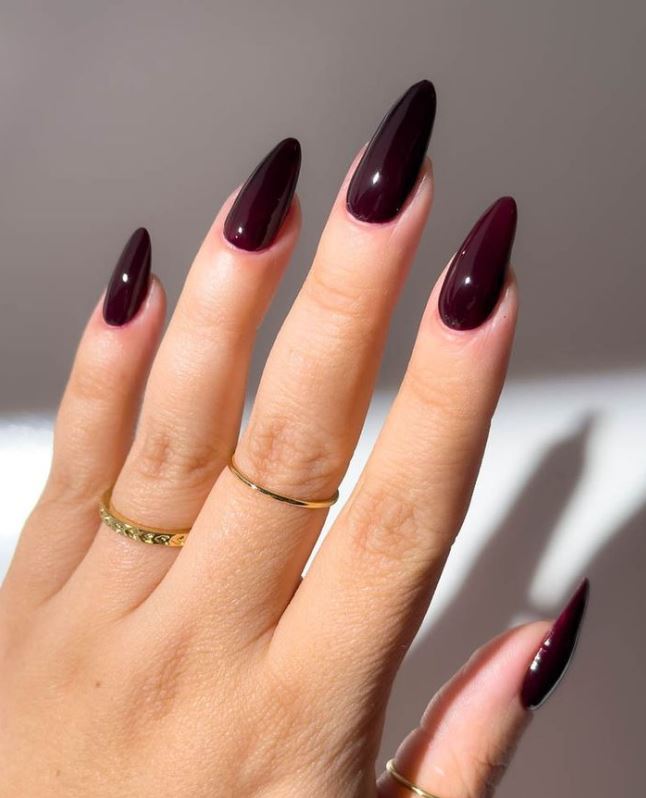 Lenço roxo Unhas de gel para o outono