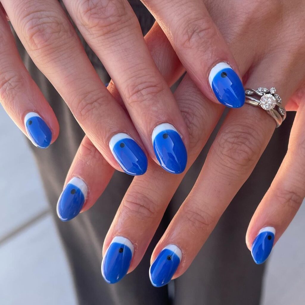 Reverse Blue French Tip Nails