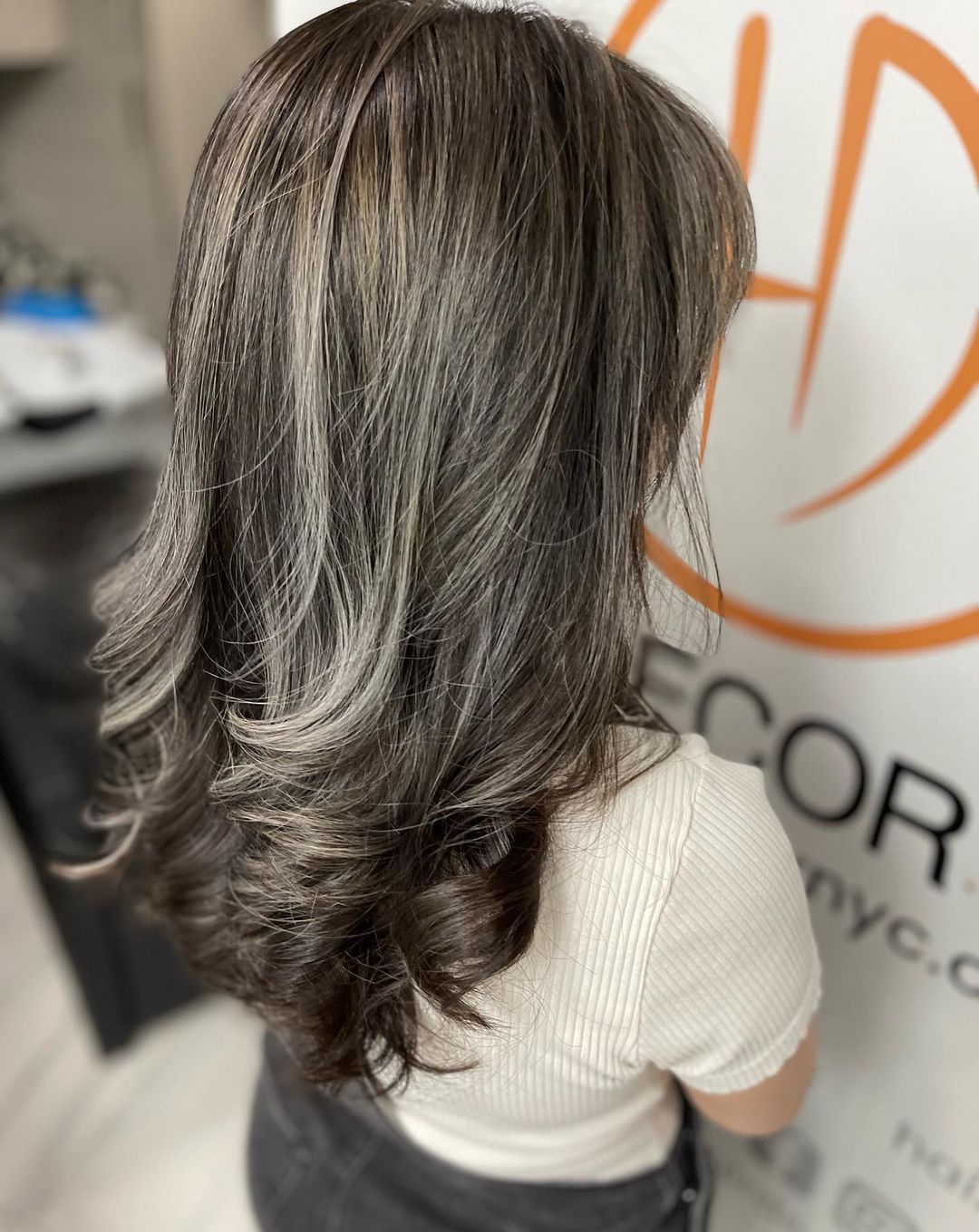 silver highlights balayage hairstyle