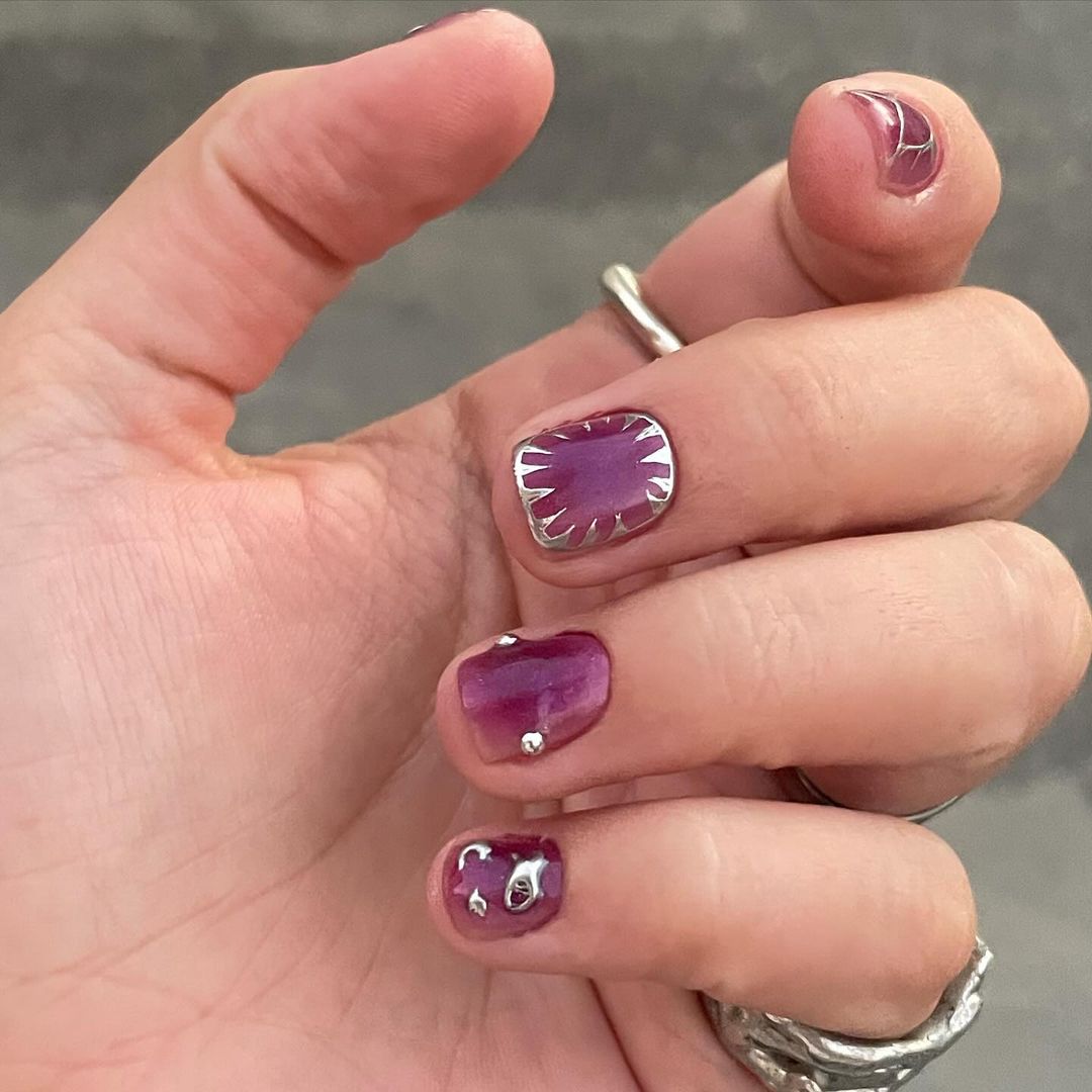 silver plum fall short nails