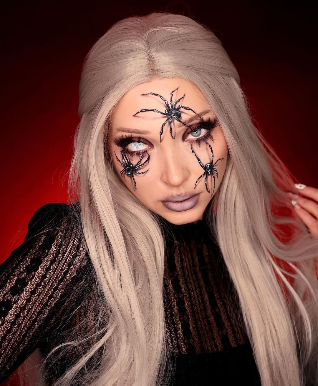 spooky araña halloween look de maquillaje