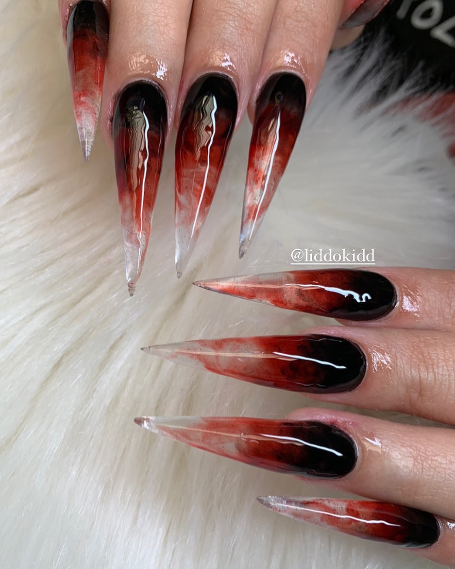 stiletto ombre blood nails