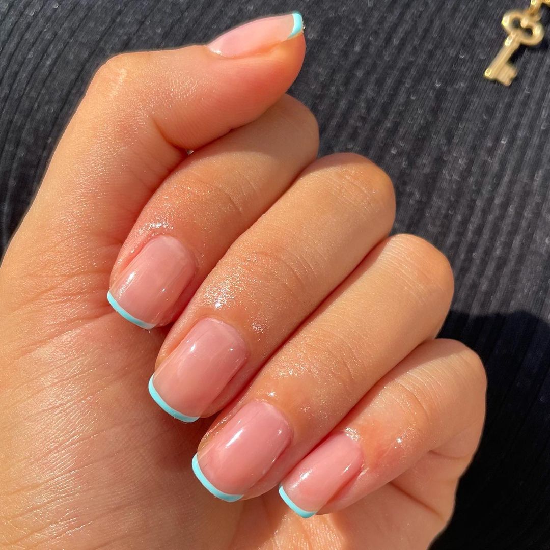 tiffany blue square micro french manicure