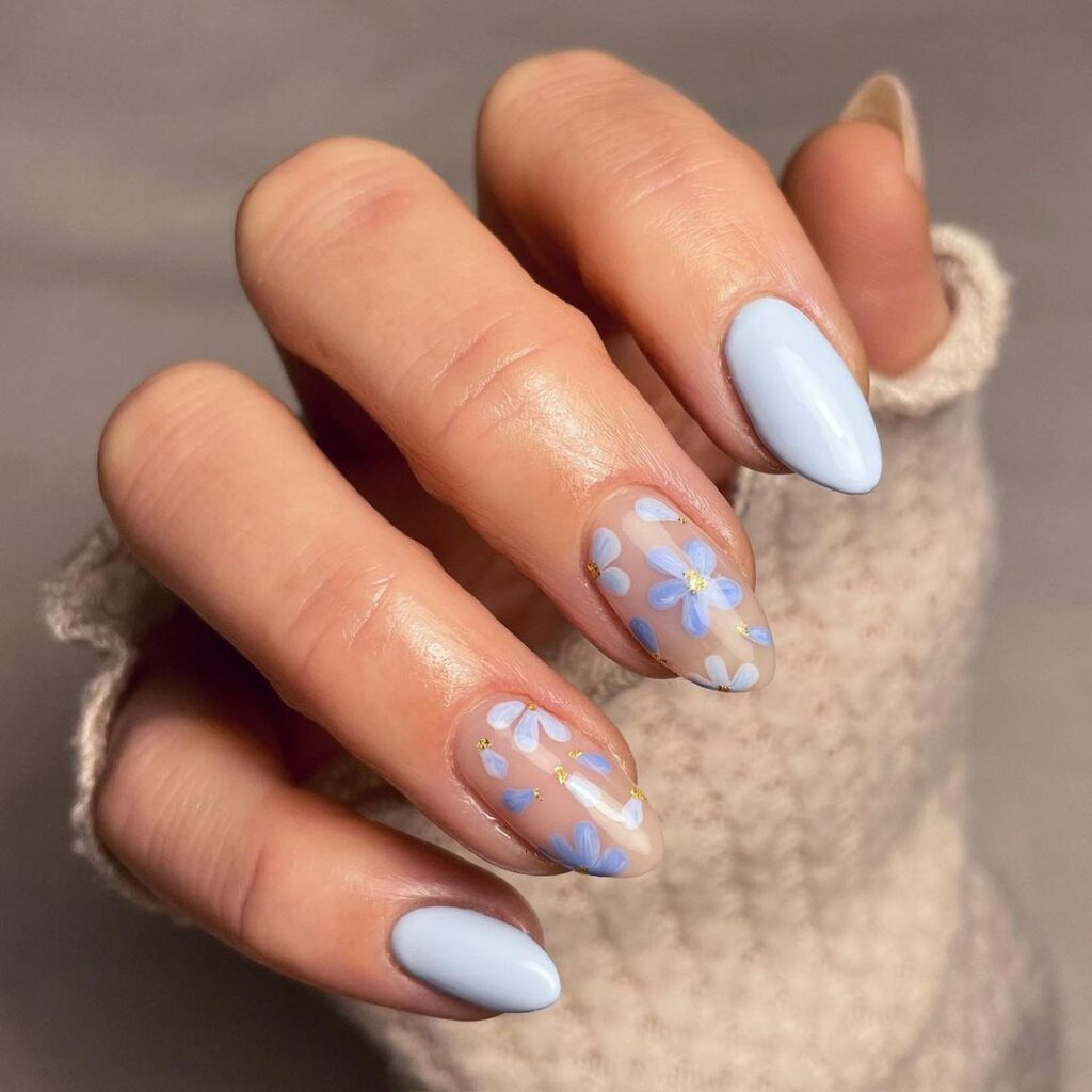 baby blue summer to fall transition nails