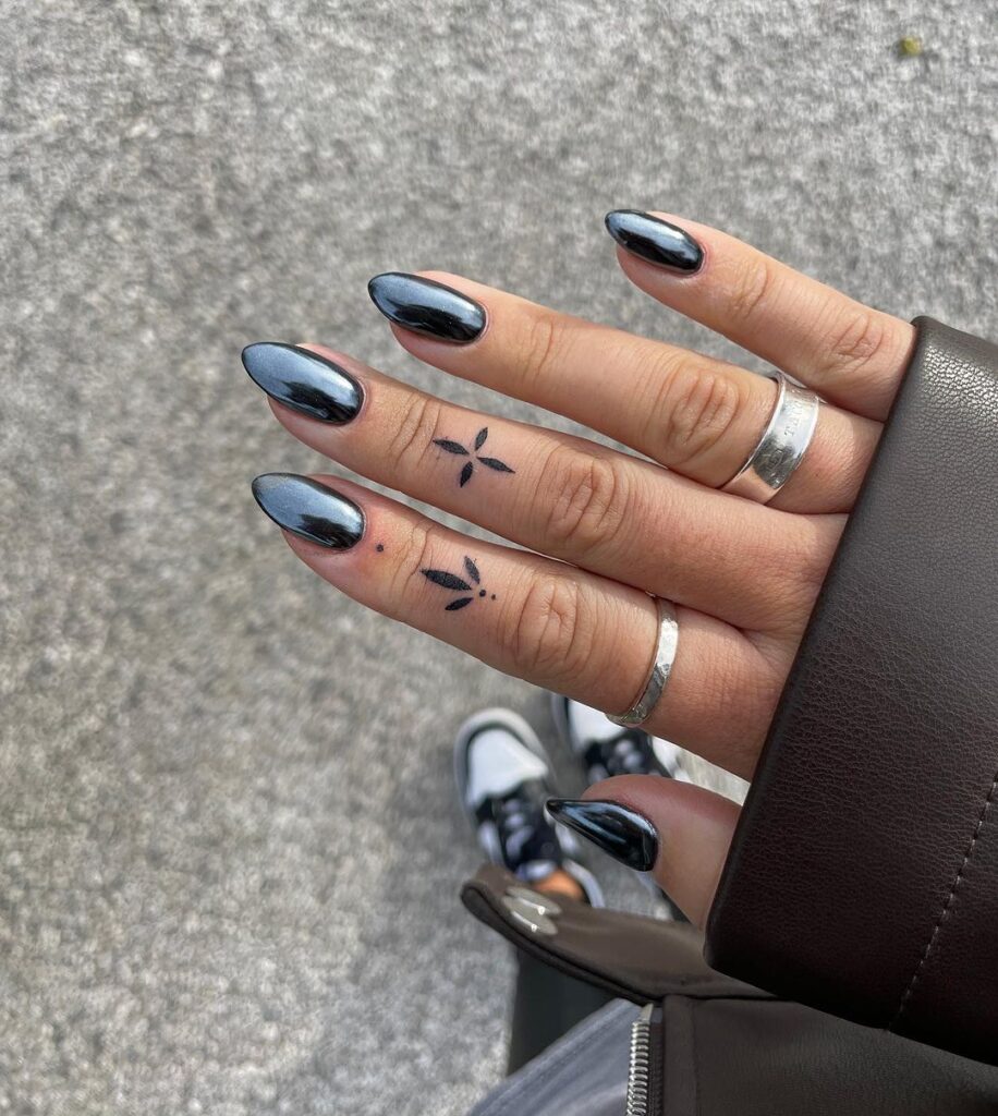 black chrome autumn nails