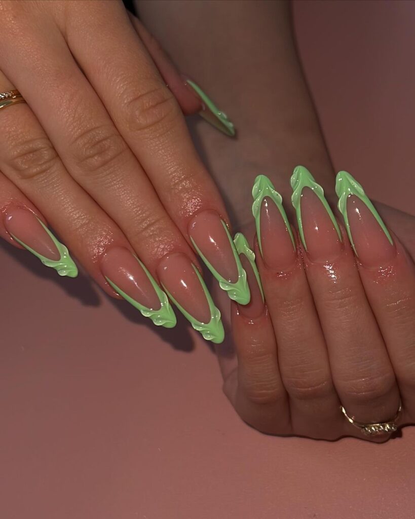 caky green french manicure