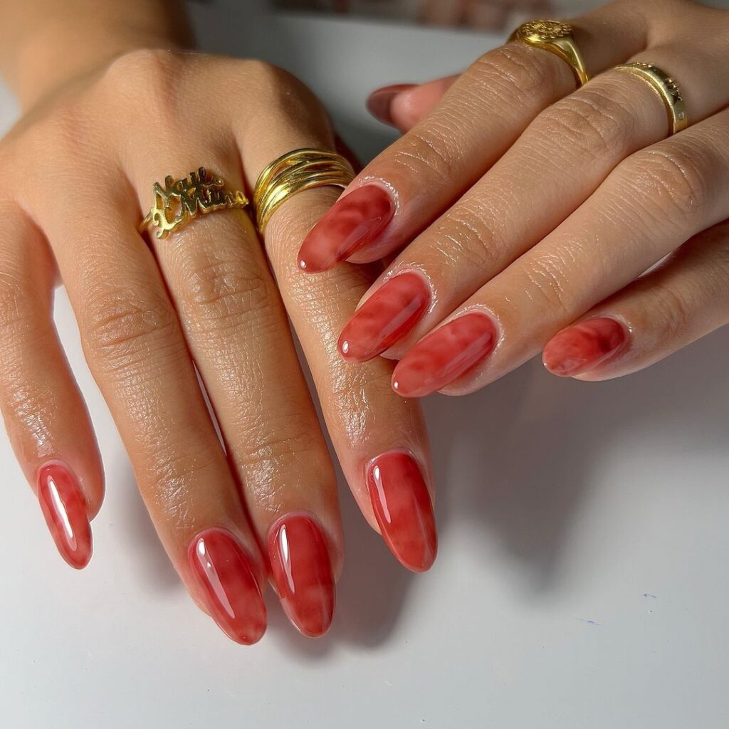 coral summer to fall transition nails