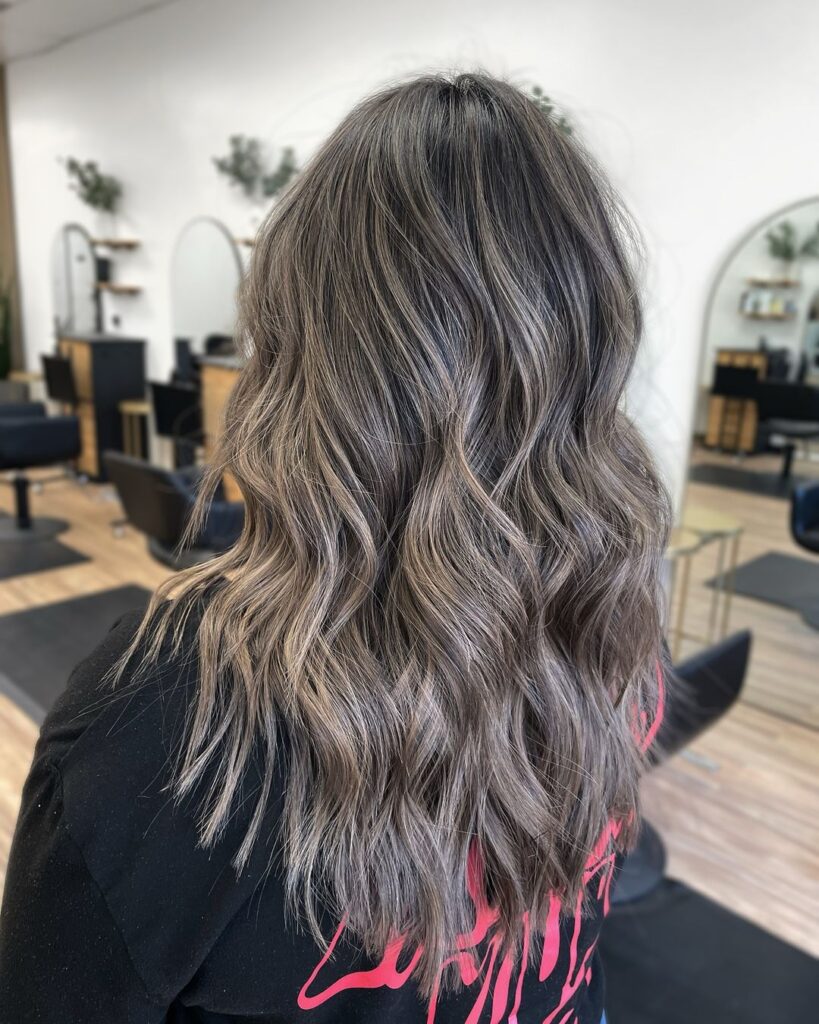 fall babylights on brunette hair