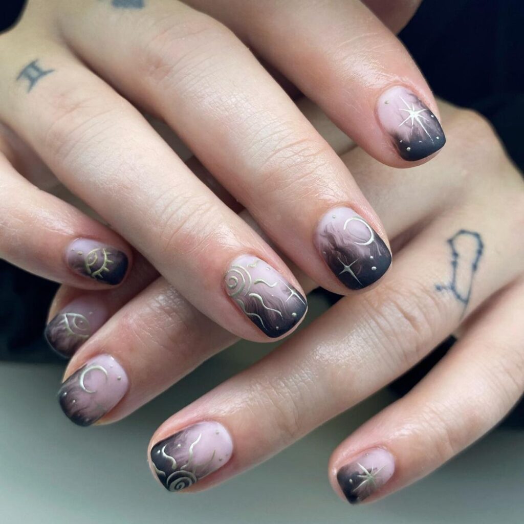 matte smokey october nails