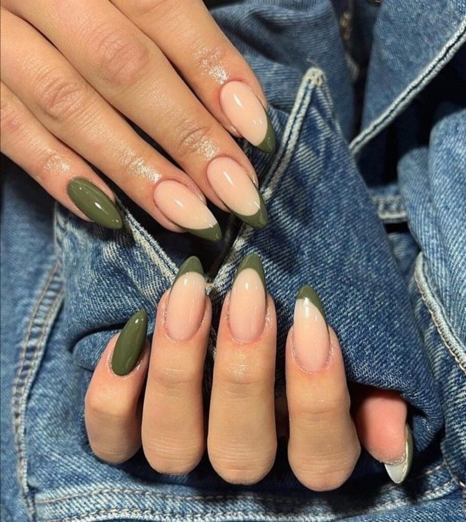 olive green nails