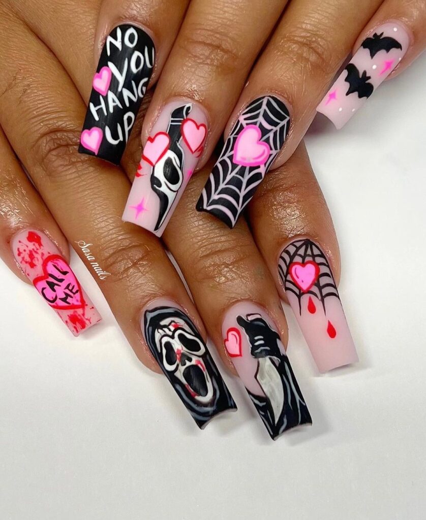 unhas cor-de-rosa assustadoras