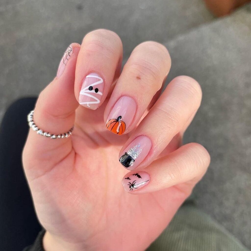 pumpkin autumn nails