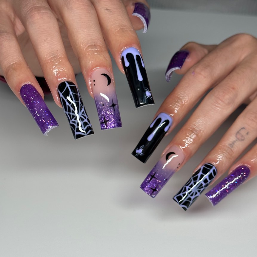 purple spooky nails