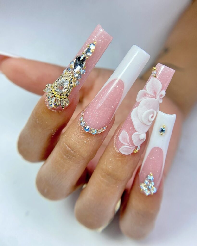 rosa base blanco junk nails