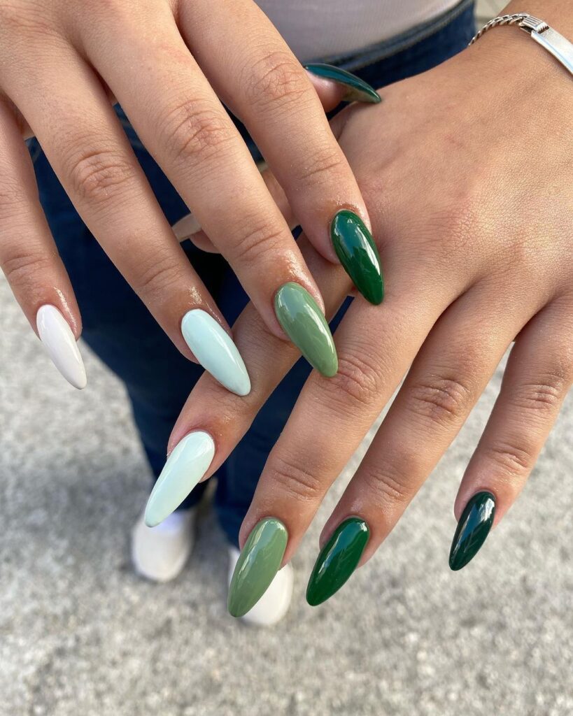 shades of green manicure