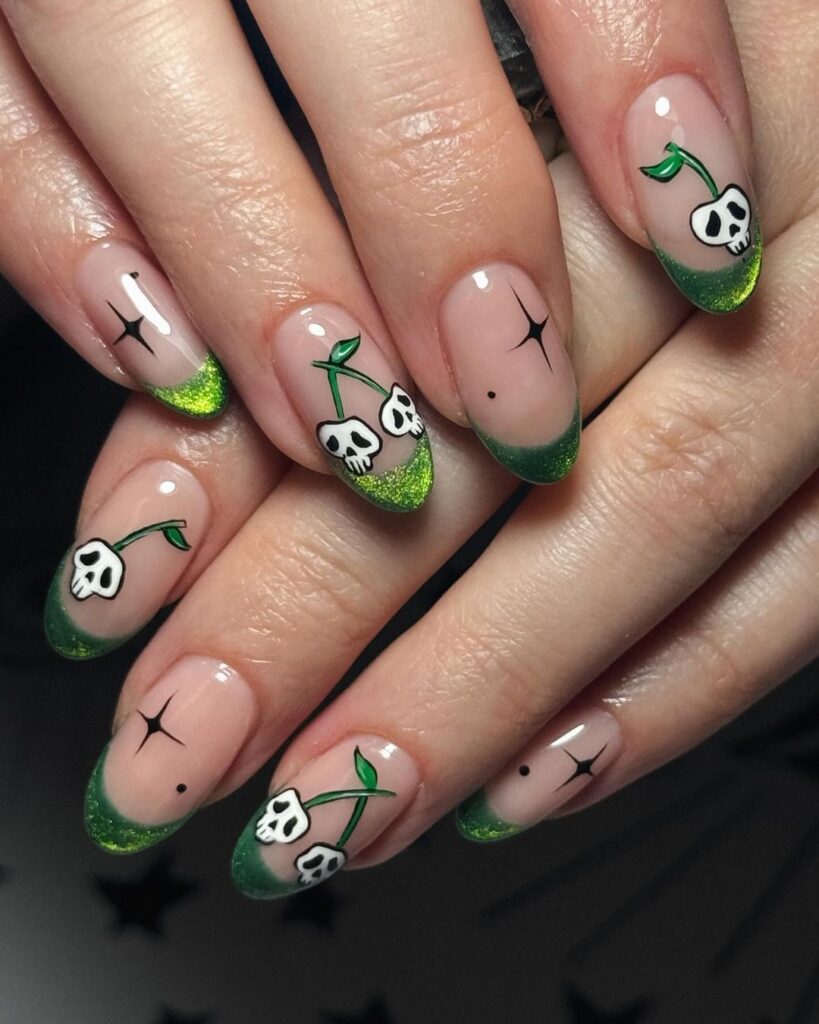 spooky green nails