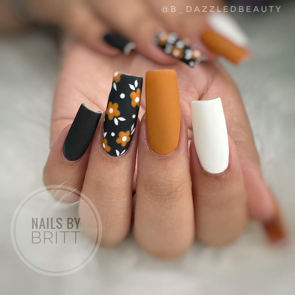 square matte summer to fall transition nails