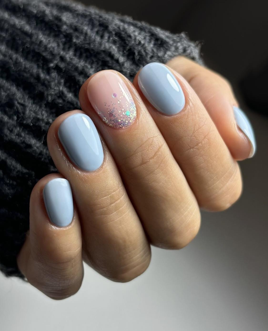 Simple Light Blue Gel Nails Design