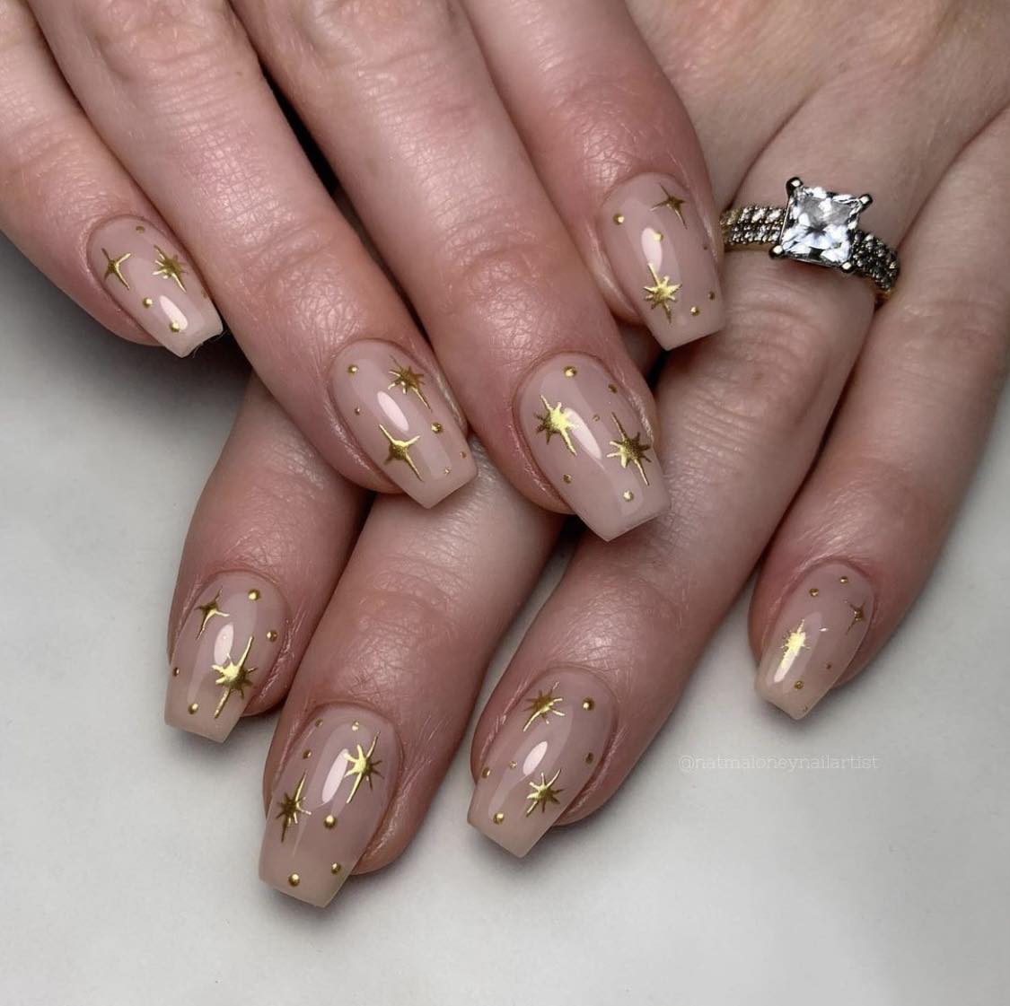 Gold Nails With Stars