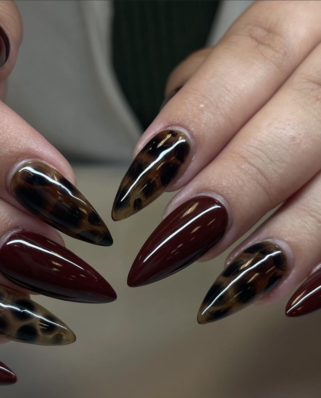 Red Wine Tortoise Nails