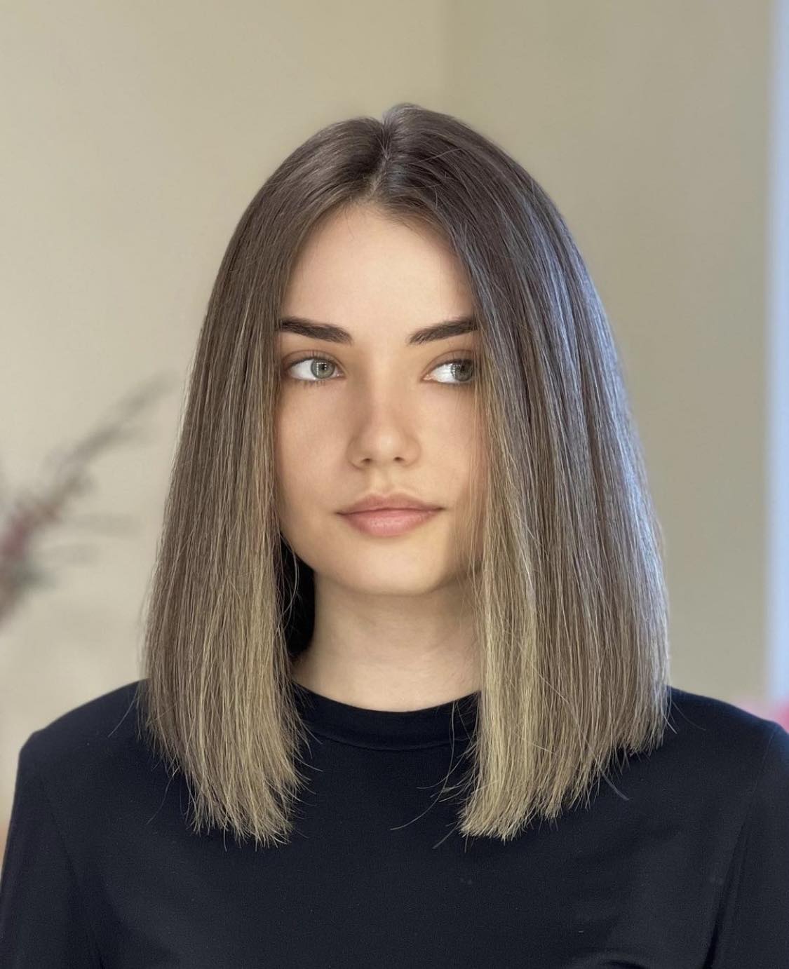 Middle-Parted Lob Hairstyle