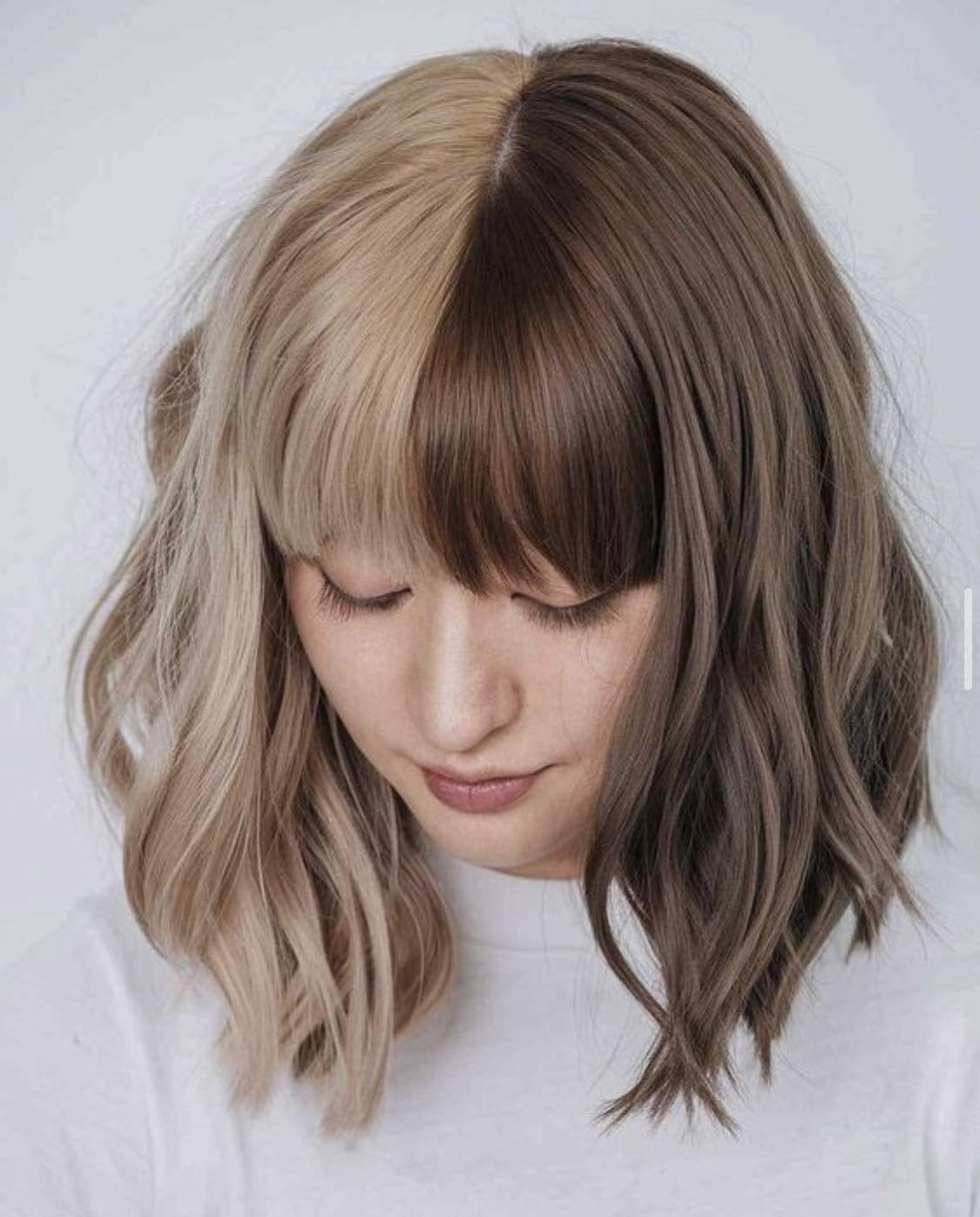 Split Color Lob Hairstyle