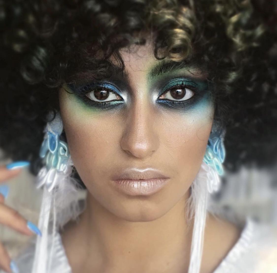 Emerald Green And Blue Makeup Look