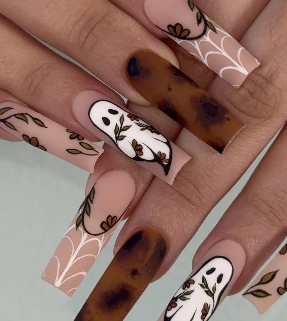 Fall Square Tortoise Nails