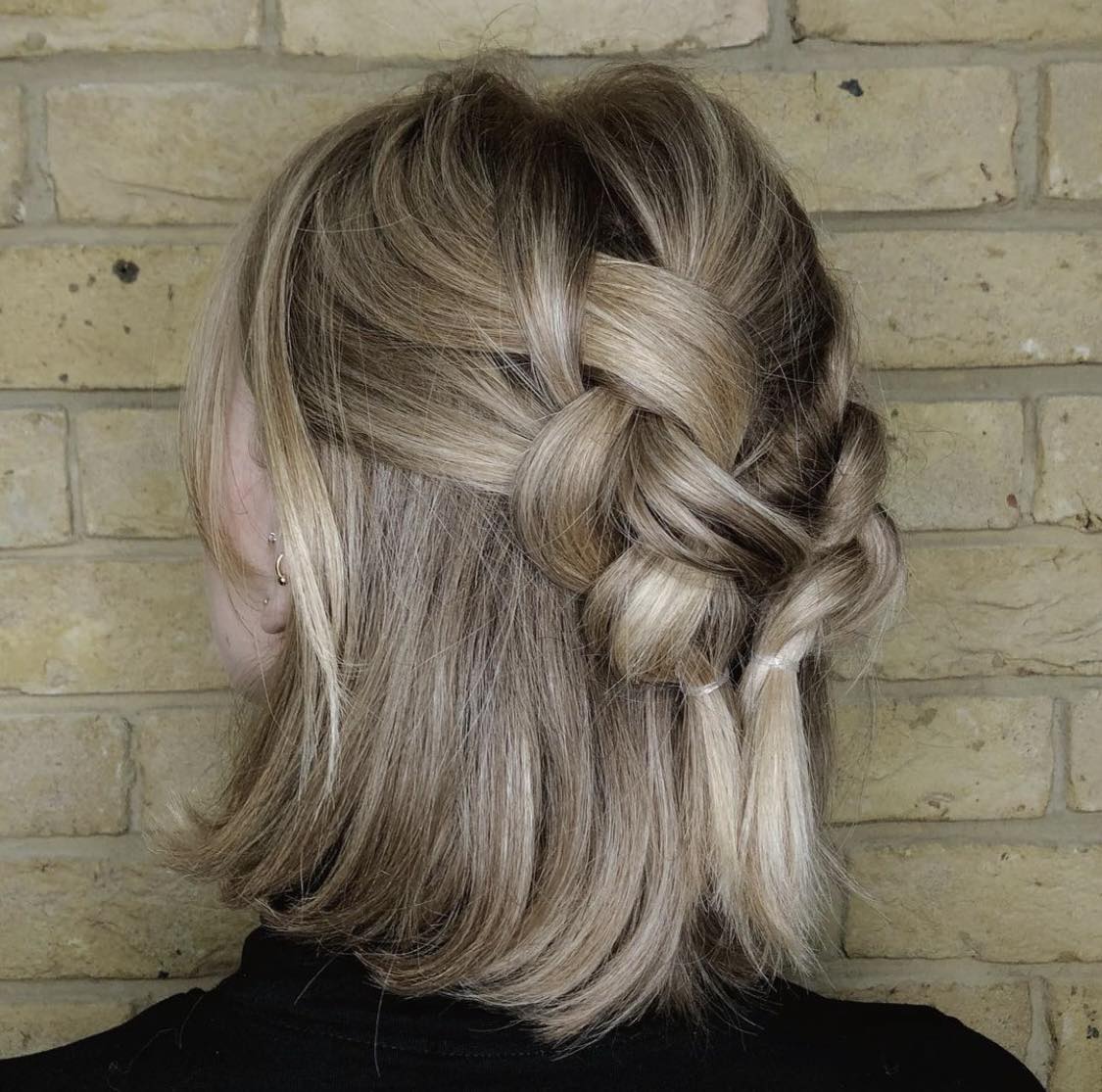 Half Dutch Braids Hoco Hairstyle For Short Hair