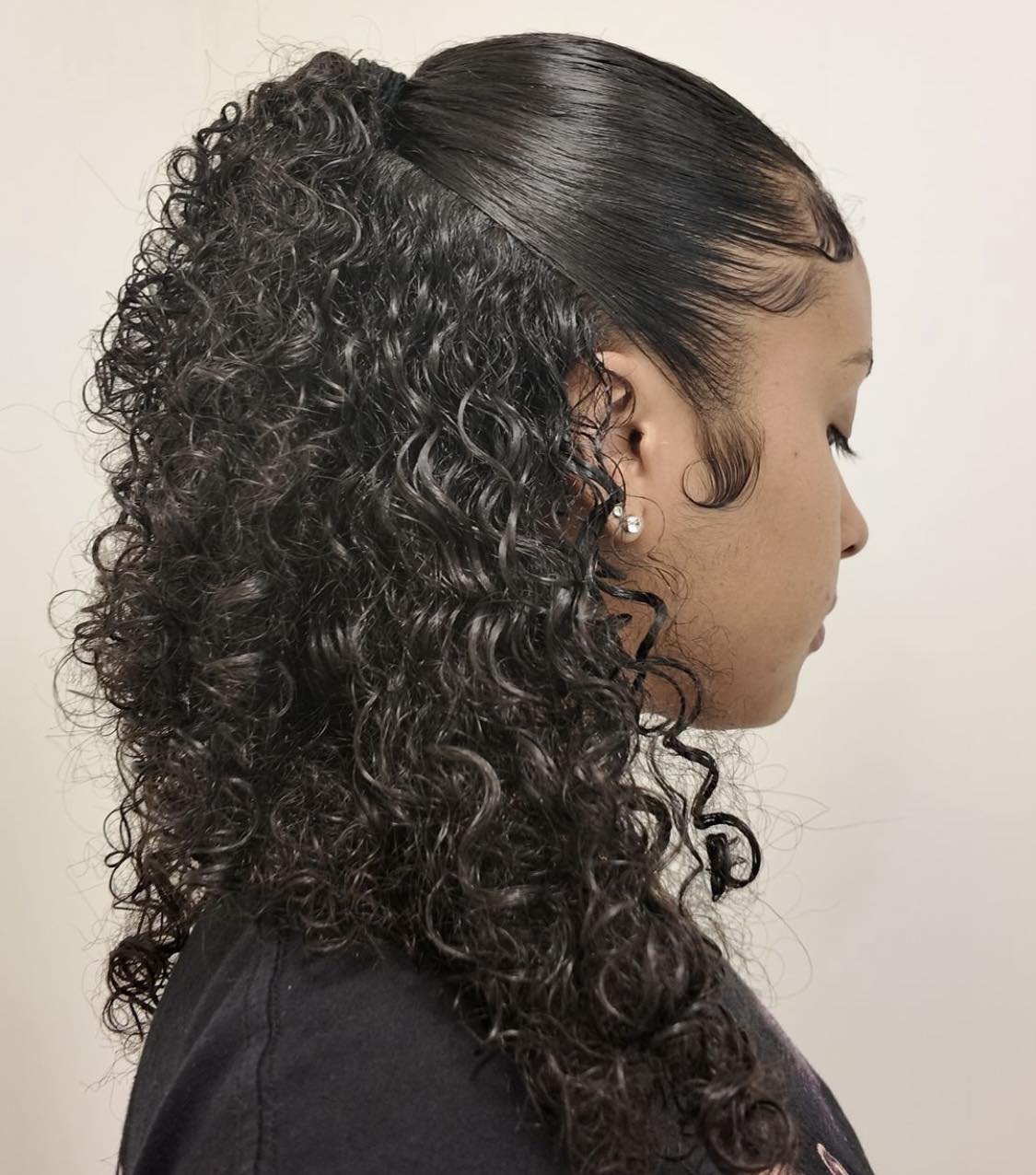 Natural Curly Slick Back Hairstyle