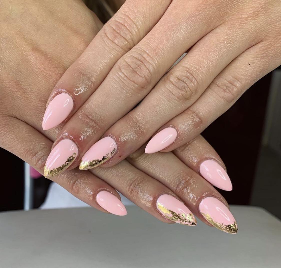 Pink Gold Nails