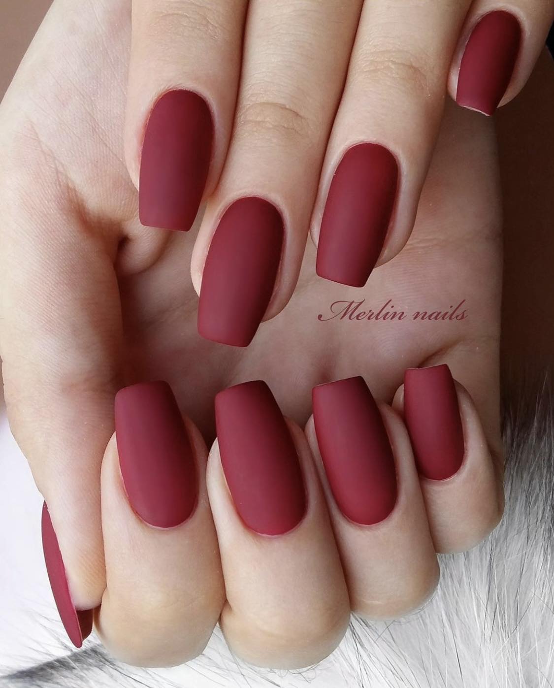 Matte Red Simple Gel Nails Design