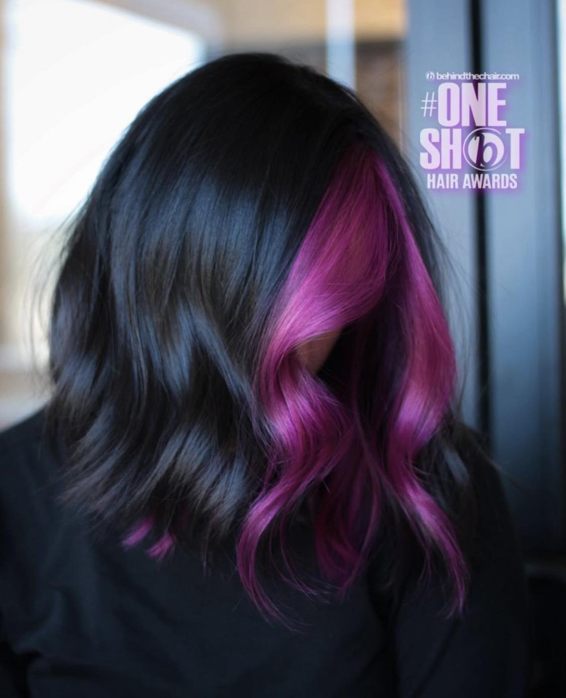 Purple Front Face Framing Lob Hairstyle