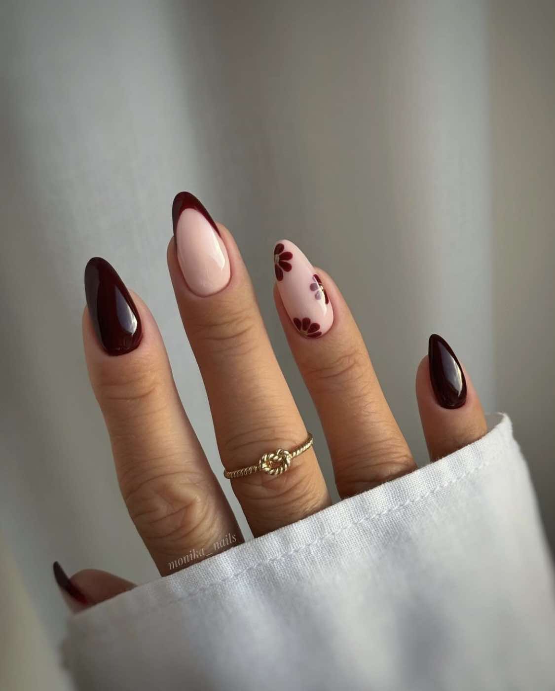 Wine And Nude Fall Nails