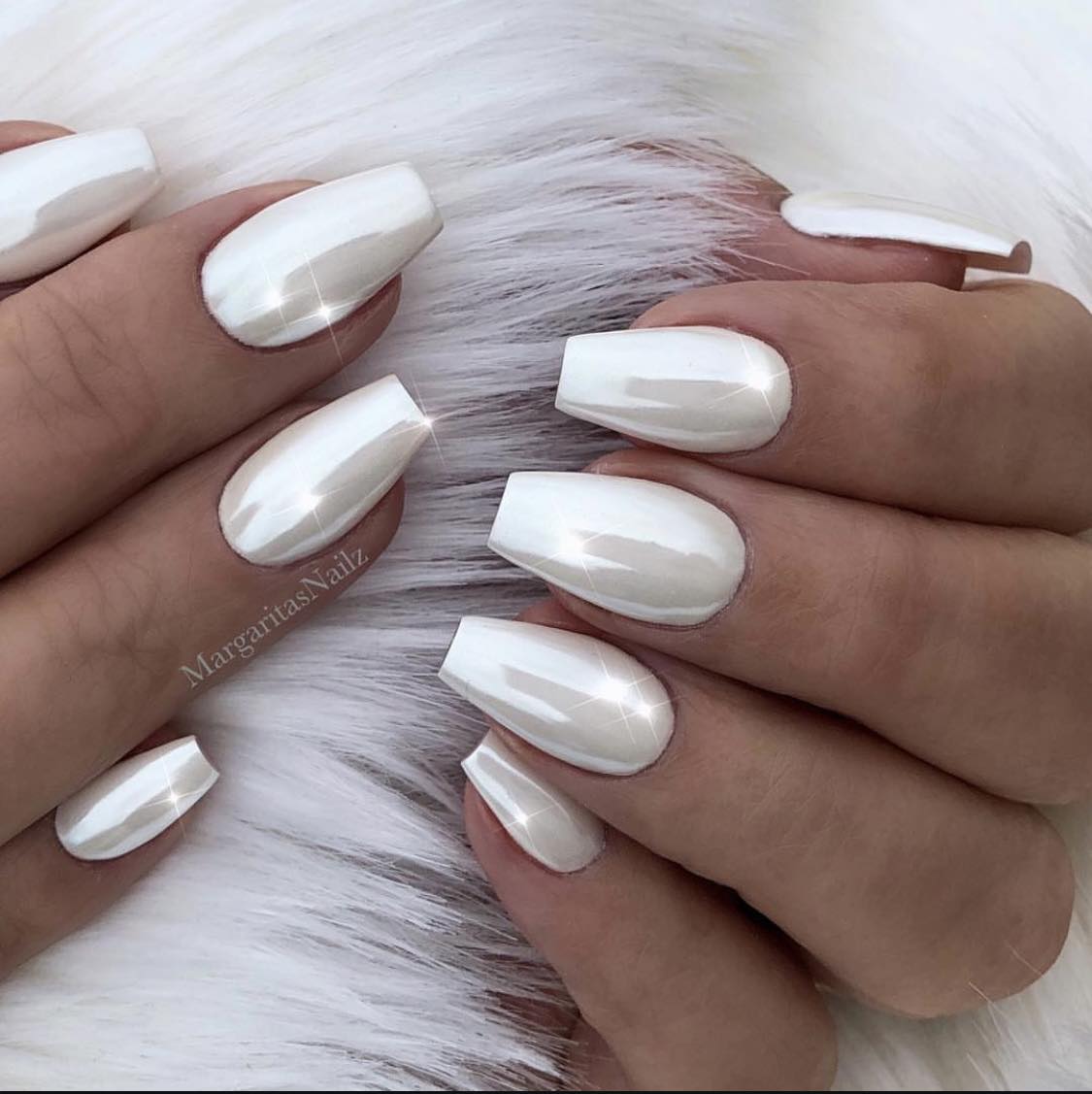 Chrome Ballerina White Fall Nails