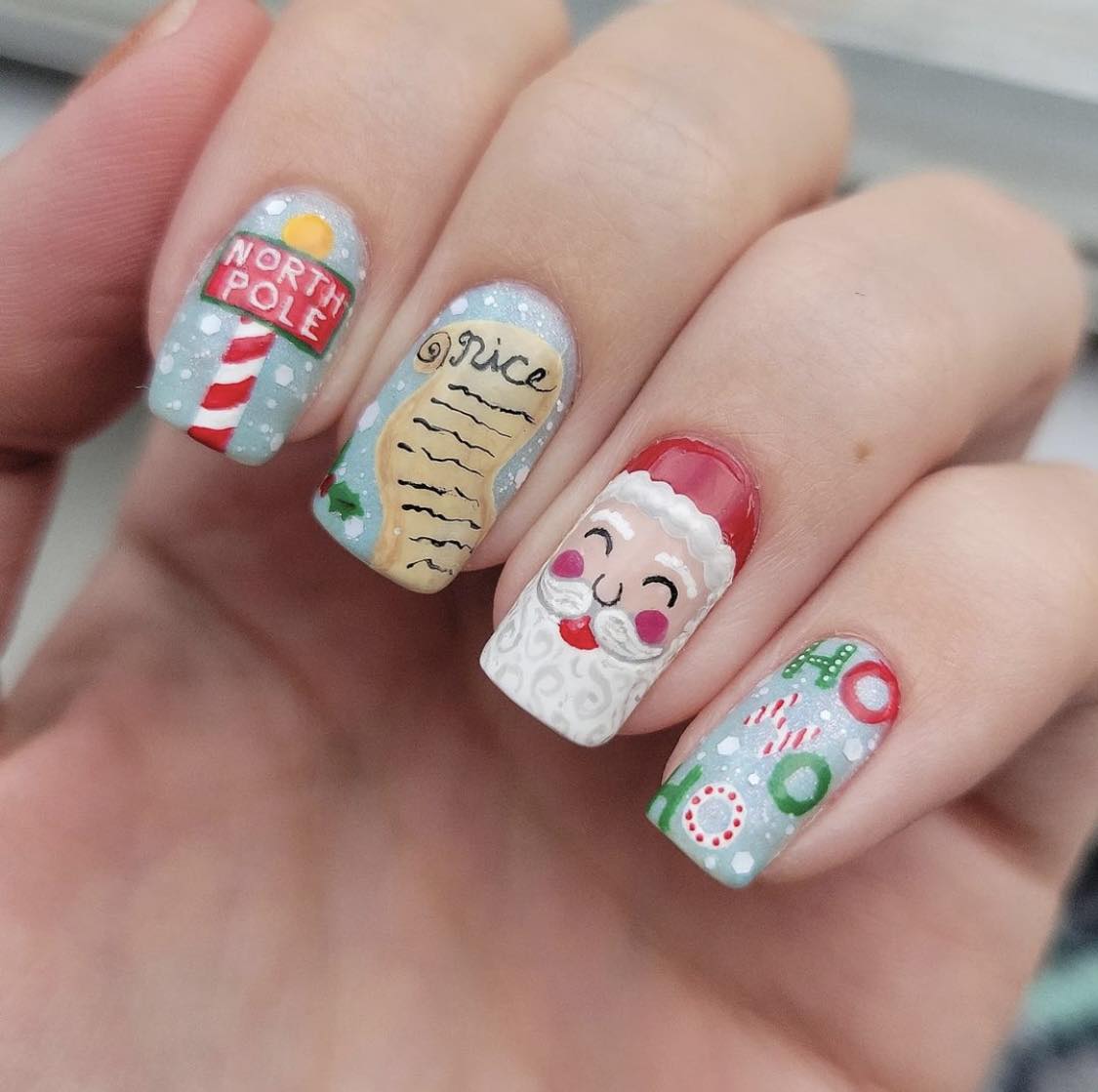 Père Noël Ongles courts de Noël