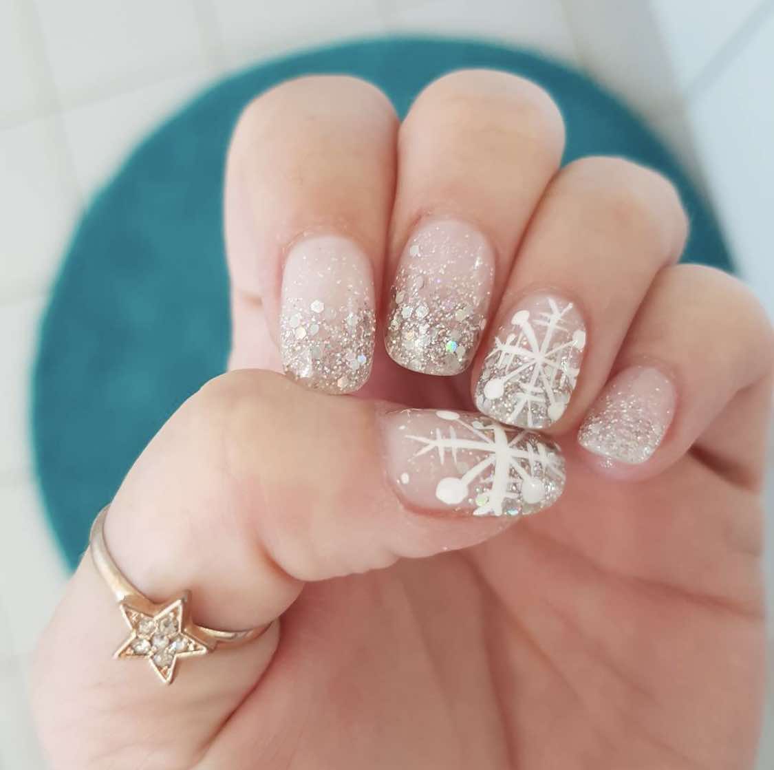 Short White Christmas Nails