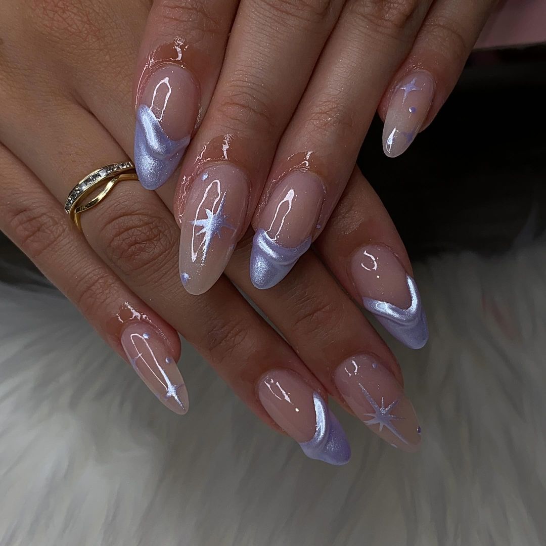 3d lavender chrome nails