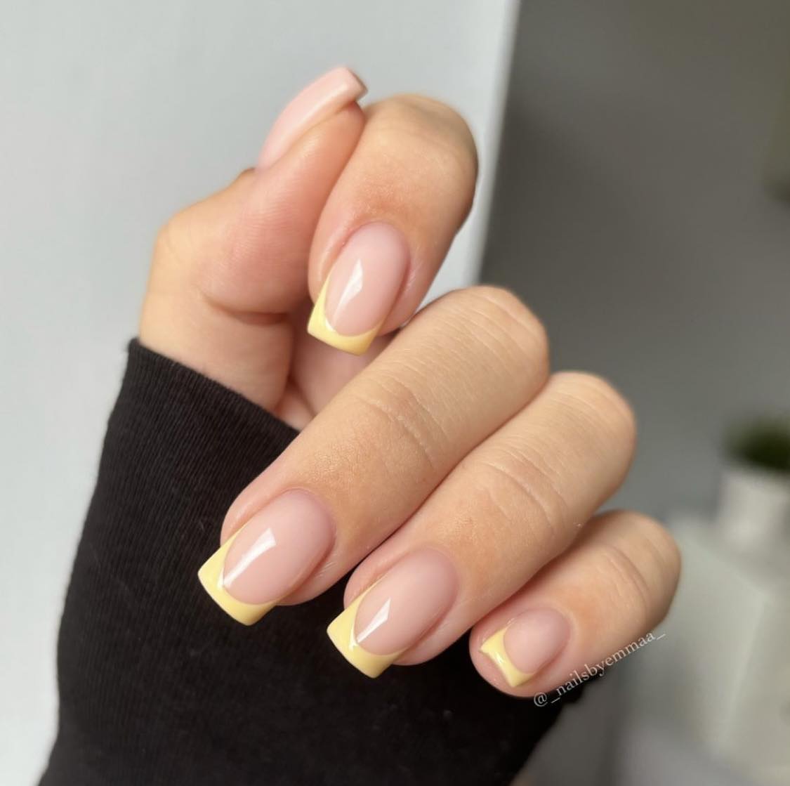 Yellow French Simple Gel Nails Design