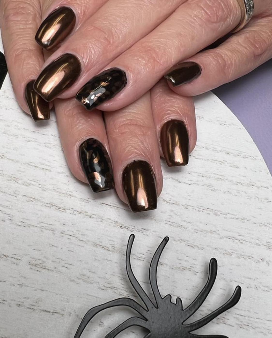 Black And Brown Chrome Nails