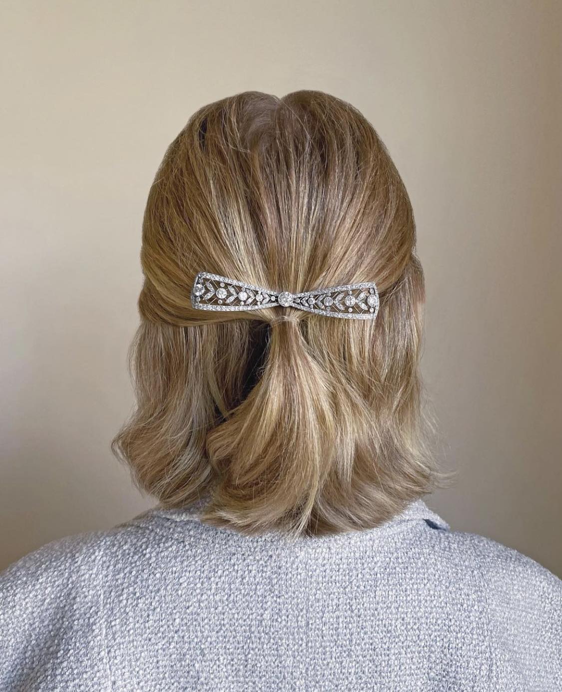 Half Updo Hoco Hairstyle With Hair Pin