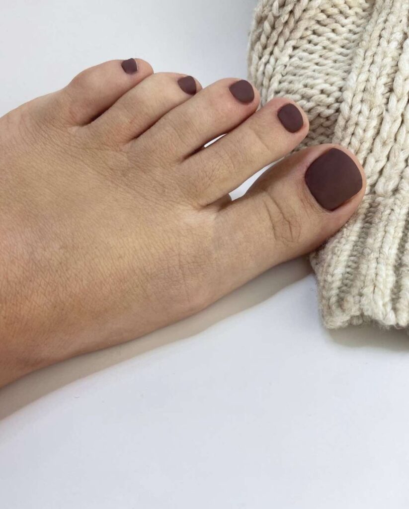 Uñas de los pies marrón mate