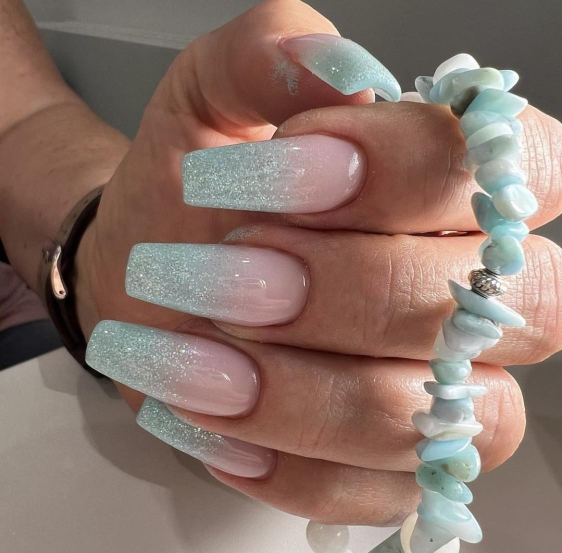 Ombre Light Blue Nails